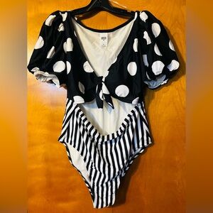 Tabitha X Target, One-Piece Polka Dot and Stripe Swimsuit NWT!